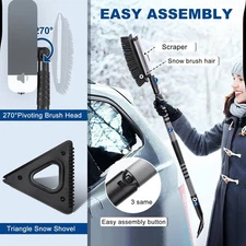 57" Extendable Snow Removal for Car, 3 in 1 Ice Scrapers and Snow Brush Large