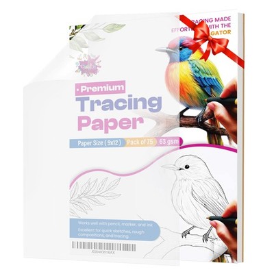 Tracing Paper 9x12 Inch - 75 Sheets 9'' x 12'' (75 Sheet), Transparent