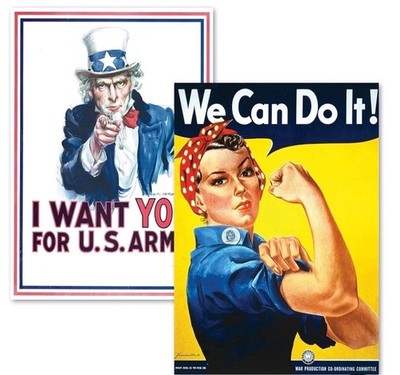 18x24 Set of 2 Posters - Uncle Sam I Want You & Rosie the Riveter We Can Do It