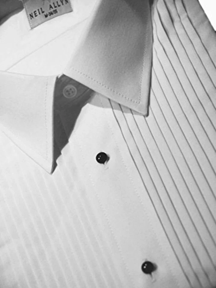 白色躺领 1/4 英寸打褶(轻度使用)Neil Allen燕尾服衬衫 — 第 2/4 张图片