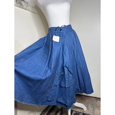 VTG 90s C A Fade Out Denim Midi Skirt Waist 28 Western Cottage Ruffle NWT