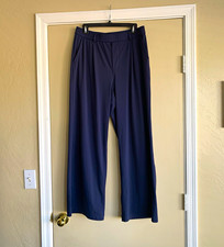 Halara Navy Blue Wide Leg Knit Pants Pockets Capsule Office Career Sz. L