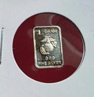 USMC Marines  - 1 Gram .999 Fine Pure Silver Mini Fractional Bar Ingot Coin