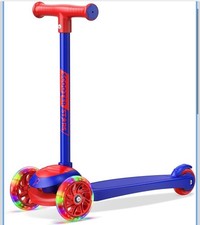 Red/Blue Mini 3-Wheel Kids Scooter - Lean-to-Steer, LED Light-Up Wheels New