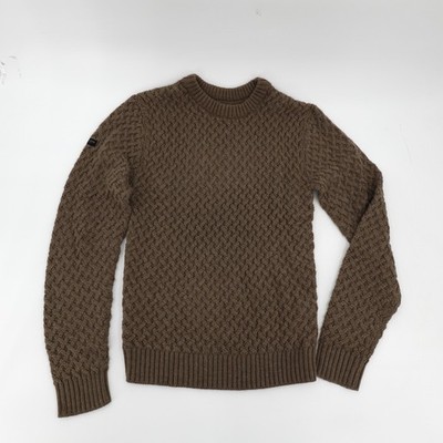 Crosshatch Black Label Sweater Mens Small Brown Cable Knit Crewneck Pullover