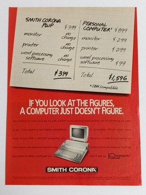 Smith Corona PWP Tech Ad Personal Word Processor 1990s MS-DOS