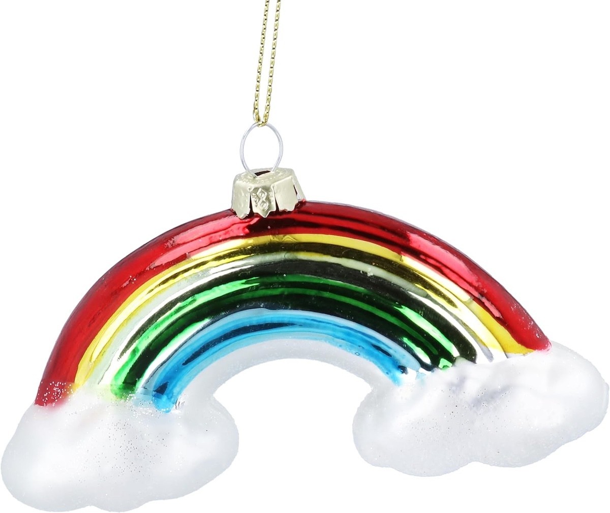 Gisela Graham Rainbow with Clouds Christmas Tree Decoration with Gold Twine