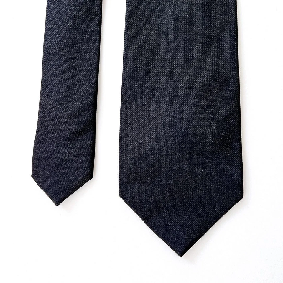 Burberry Black Label Solid Black Silk Tie Excellent Condition - Image 3 of 4