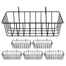 6pcs Wall Mounted Wire Storage Basket - Metal Hanging Bin Basket - Wall Mount