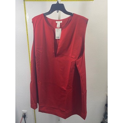 H&M Red Sleeveless V-Neck Tunic Top Plus Size 3XL NWT 1295003