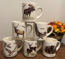 Vintage Rocky Mountain Pottery Coffee Cups mugs Colorado Wildlife Set of 6 NEW