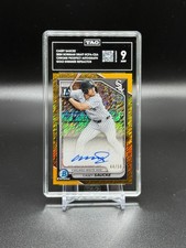 2024 Bowman Chrome Prospect Gold Shimmer Refractor Auto Casey Saucke TAG 9