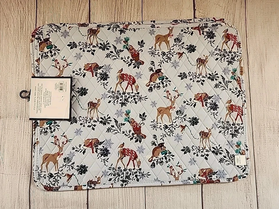 NWT VERA BRADLEY MERRY MISCHIEF SNOW DAY Woodland Animals 2 PC QUILTED PLACEMATS - Image 3 of 4