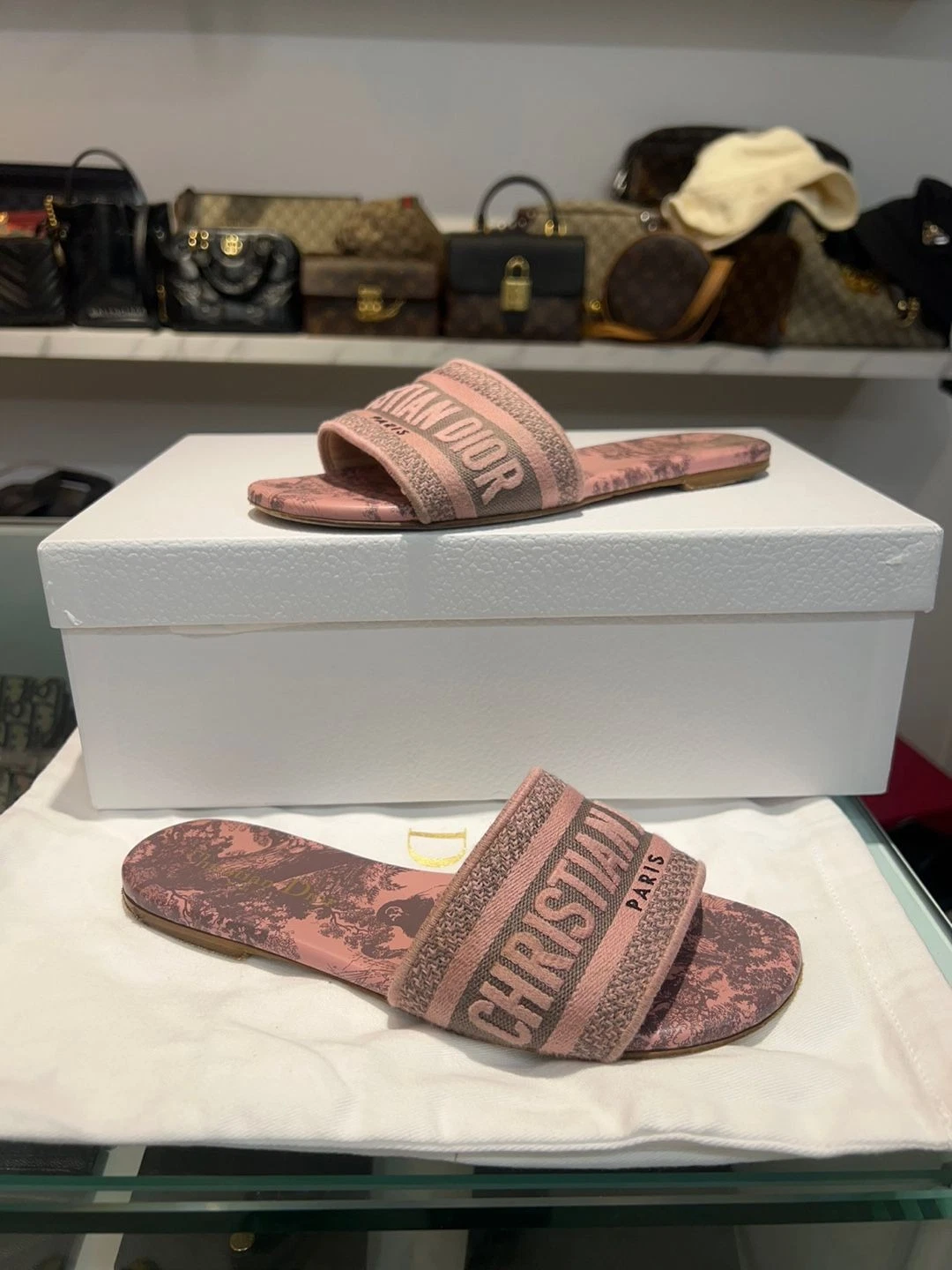 Pantoufle femme Dior Riviera mulet rose 35 13264781