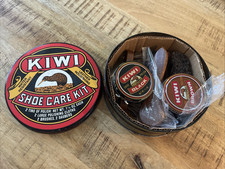 Vintage KIWI Classic Complete Shoe Care Kit Large Tin 7  1980s Collectible