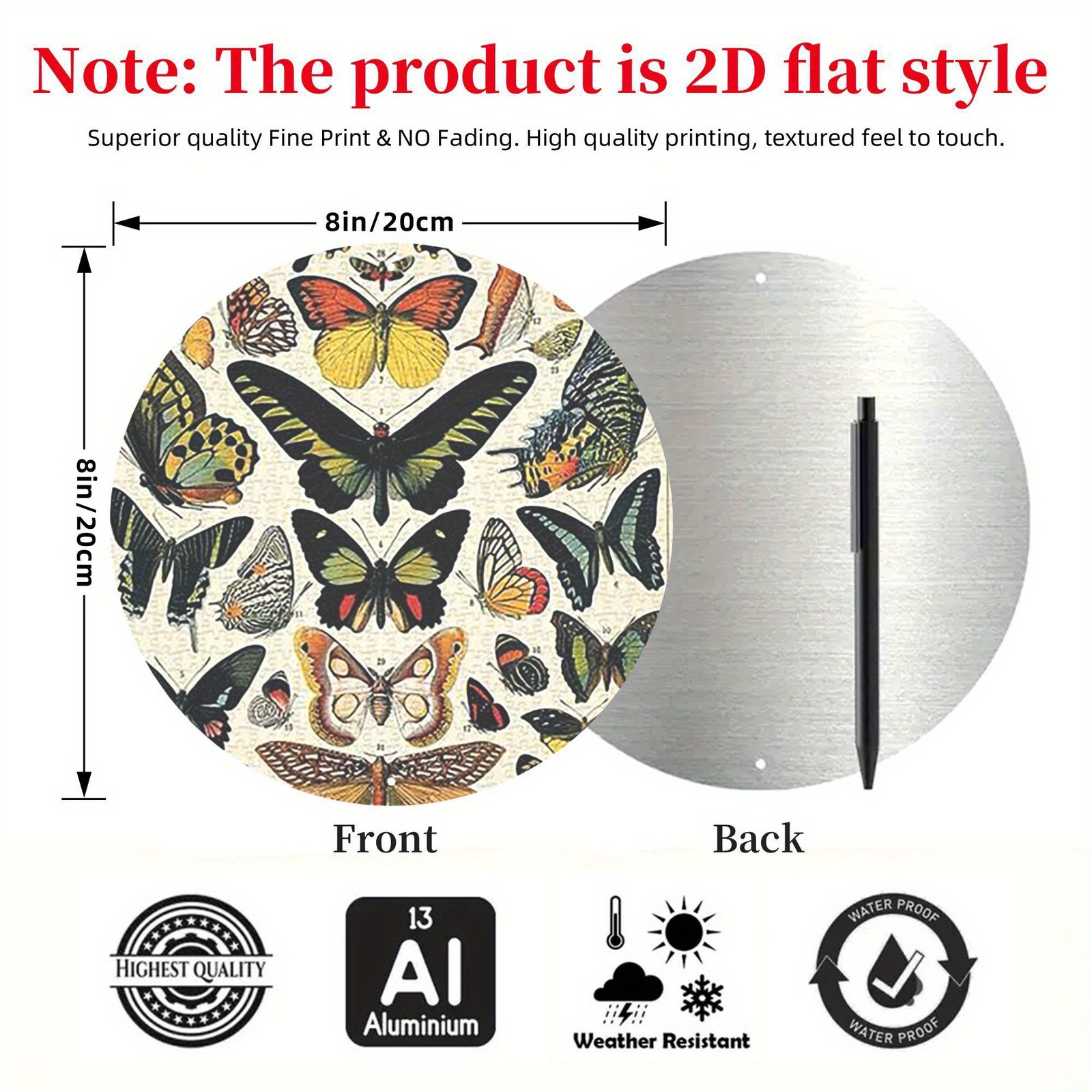 Retro Logo Light Beige Round Aluminum Painting Decorative Art