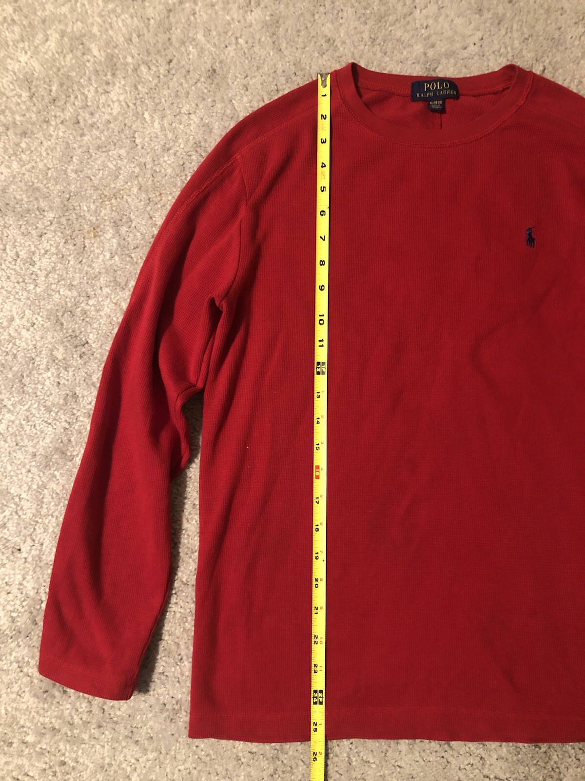 Polo Ralph Lauren Waffle Knit Shirt Boys XL Youth Long Sleeve Red Thermal Stains thumbnail 14