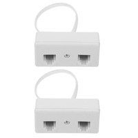Telephone Splitter Adapter 2Pcs Durable White Rj11 Rj14 Phone Cable Accessories