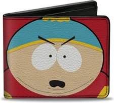 Vegan Bi-Fold Wallet - South Park Cartman Face Character Close-Up Red