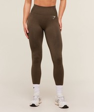 GYMSHARK Vital Sculpt Seamless Legging in Brown Espresso Marl - Size Medium