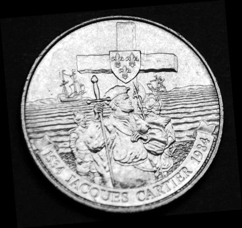 1534-1984 $1 specimen  Voyager coin UNC from the set showing Jacques Cartier