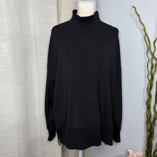 Varley Barker DoubleSoft Sweatshirt High Neck Black Side Zip Women's Size Large