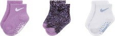 Nike Baby 3 Pk Multicolor Ankle Cotton Futura Swoosh Gripper Sock Set Sz 6-12 MO