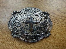 Gold and Silver Tone Cross Belt Buckle