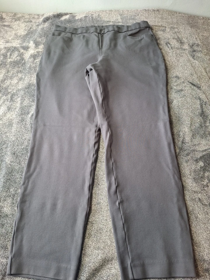 Pantalones de punto Susan Graver Pull On Ponte para mujer L gris pequeño cómodos carrera informales Foto 2 de 4
