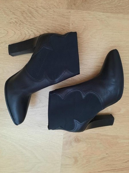 Women Navyboot Ankle Boots Black Leather 39.5