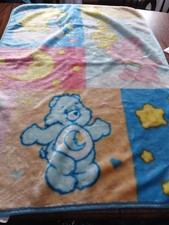 Vintage Care Bears Plush Baby Blanket Crib Throw Bedtime Funshine