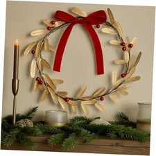  13 Artificial Christmas Wreaths for Front Door Gold PVC Leaves Wreath with 