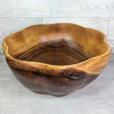 Vintage Kauai Wood Bowl Scalloped Kitchen Decor (10" x 4") Made in Philippines