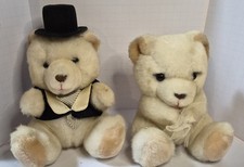 Vintage 1980s Russ Berrie Wedding Teddy Bears Bride Groom Plush Set 342