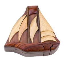 Ship - Secret Sail Boat Wooden Puzzle Box