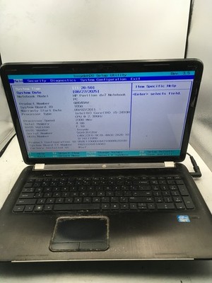HP PAVILION DV7 BOOTS TO BIOS INTEL I5 2410M NO RAM 17