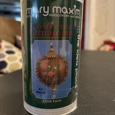 Vintage Mary Maxim Christmas Ornament Beaded & Sequins Kit Brown