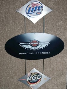 HARLEY DAVIDSON MILLER LITE MGD 100TH ANNIVERSARY METAL ADVERTISING SIGN 