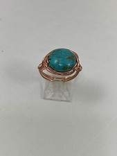 Handmade  Copper Wire Wrap  Turquoise Ring Size 6 1/2  74