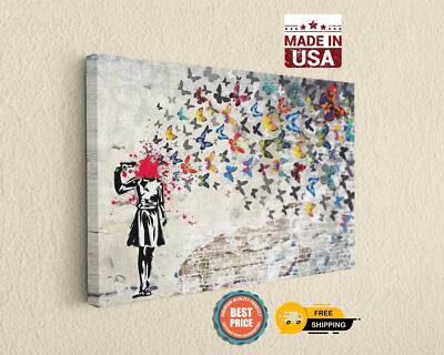 Banksy Butterfly Print Urban Art Canvas Print Home Office Wall Decor