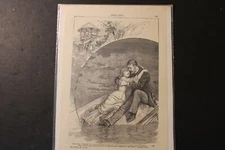 Vintage antique art print on mag paper, 1884 1800s, Thine Only, etching