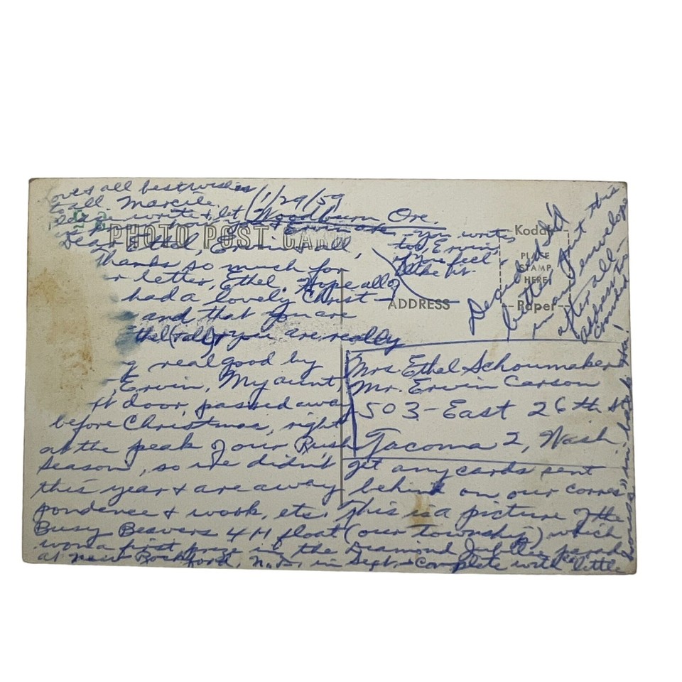 1959 RPPC REAL PHOTO Postcard 4H Parade Float Children Car