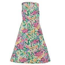 vintage Womens Dress Small garden party floral romantic tea cottage midi Button