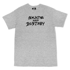 Thrasher Magazine SKATE AND DESTROY LOGO Skateboard T Shirt ASH GREY