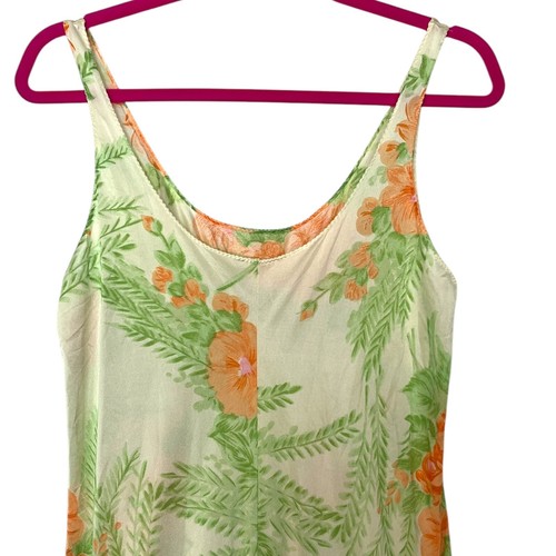 Camisón Lorena Vintage Años 70 Nailon Talla L Cintura Imperio Floral Coral y Verde - Imagen 6 de 12