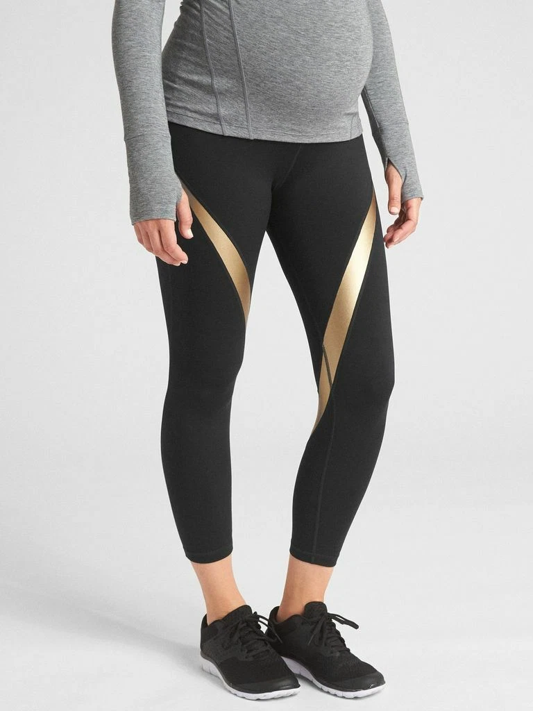 Gapfit Maternity Eclipse Leggings Small NWT Full Panel 7/8 Length Gold  Accents