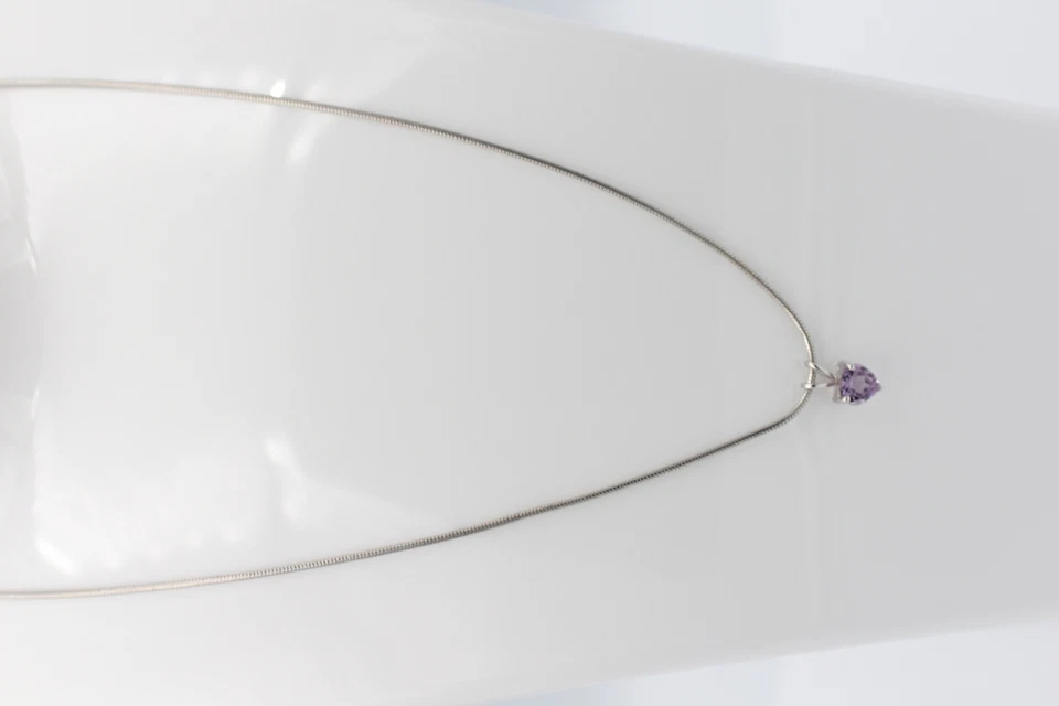 1,2 Carati Ciondolo Ametista 925 Argento Collier Catena Gioiello Violetto Pietra - Immagine 4 di 4
