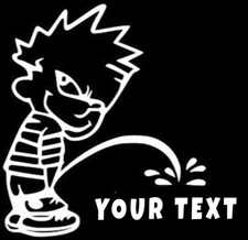 Calvin Cool Kid Peeing on text or logo Inspired Vinyl Car Truck Sticker Decal