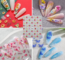 5D Embossed Butterfly Bow Star Strawberry Fruit Flower Nail Art Stickers NH25