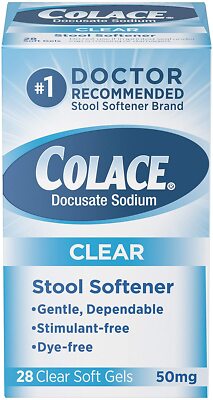 Colace Clear Stool Softener Softgels Gentle & Dependable Dye Free 28 Ct 6 Pack
